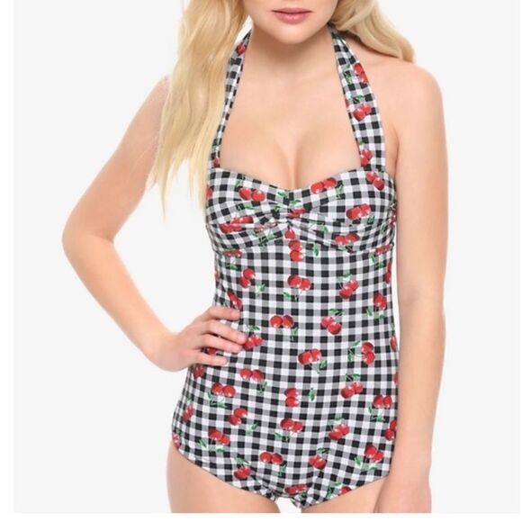 Hot Topic | Cherry Gingham Short Swimsuit | Size S/M - Picture 2 of 11